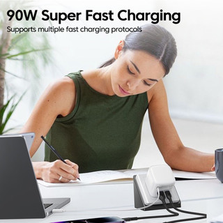 Bộ sạc sạc siêu nhanh Elough 90W Bộ sạc điện thoại di động USB Type C có cáp USB C có thể thu vào