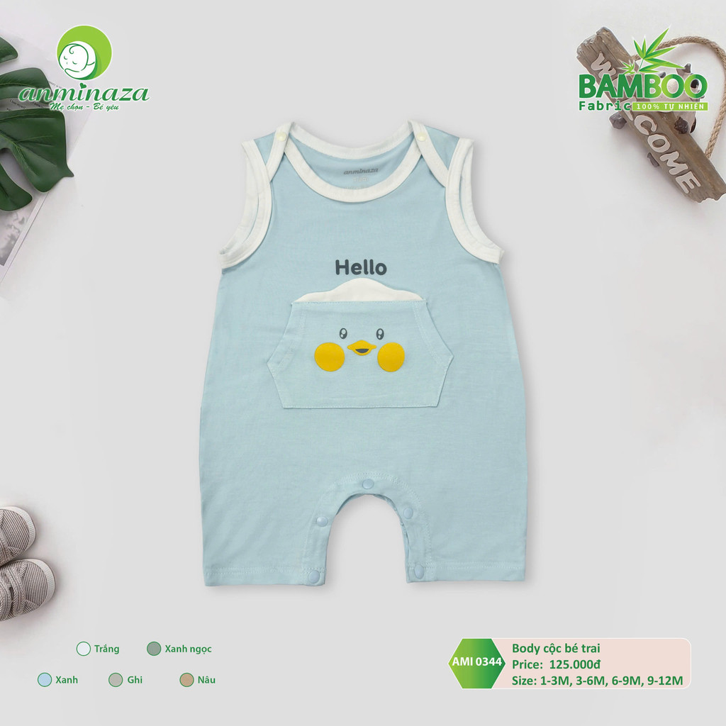 Body Đùi Sát Nách Bé Trai Anminaza Vải Sợi Tre Petit Mềm Mại Thấm Hút - Hàng Chính Hãng AMI0344