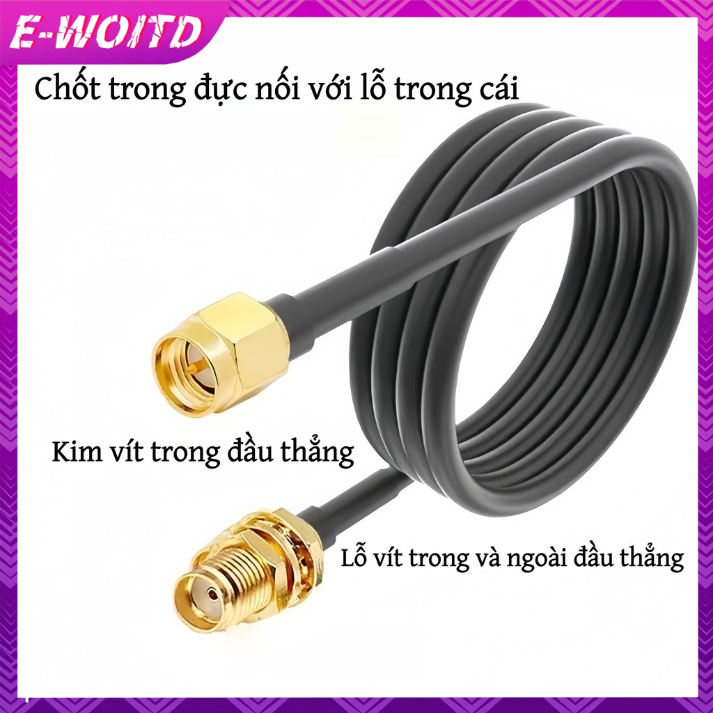 E-WOITD Cáp nối dài RP-SMA Sang SMA - Dây nạp đồng trục nam sang nữ cho Ăng-ten WiFi / Bộ định tuyến / Thẻ mạng RG174 E-WOITD