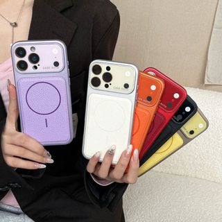Họa tiết vải thiều từ tính cửa sổ lớn thích hợp cho vỏ điện thoại iPhone 17, màu trơn 17pro, 16 mờ, 15 bao gồm tất cả, 14 / 13