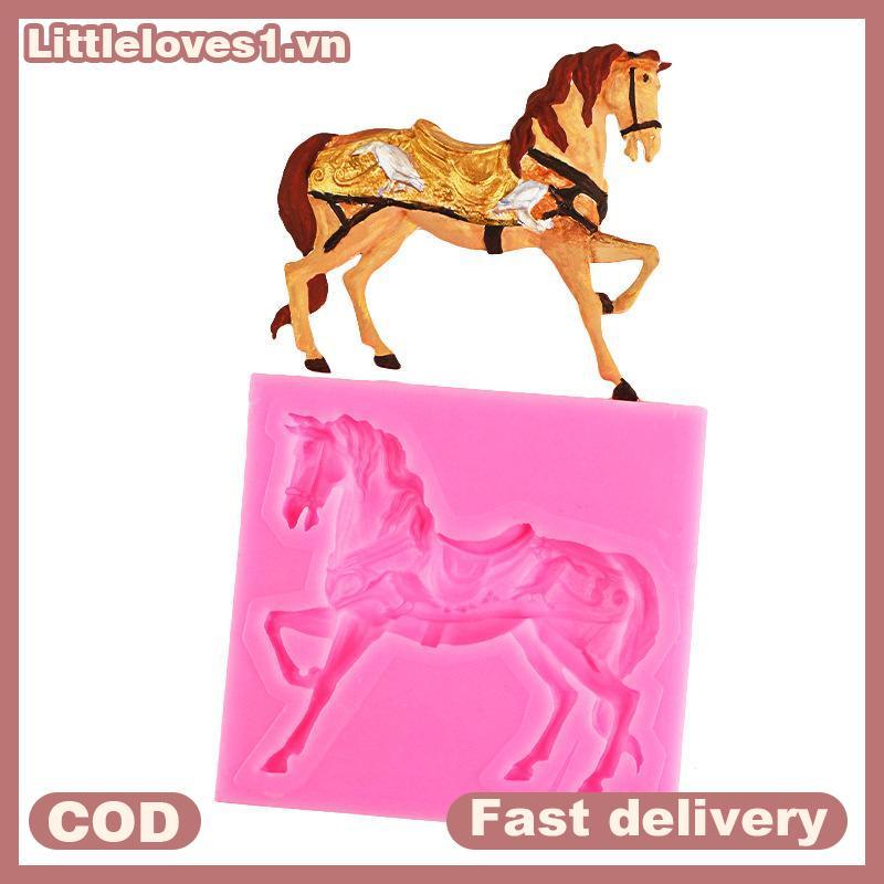 Littleloves1 Ngựa Khuôn Silicon Chạy Ngựa Fondant Bánh Trang Trí Dụng Cụ Cupcake Topper Sôcôla Kẹo Thủ Công Kẹo Cao Su Dán Đất Sét Polymer VN