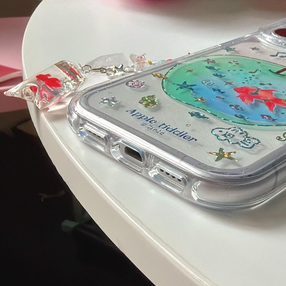 Vỏ cứng trong suốt Tương thích với iPhone 13 14 14Pro 14ProMax 15 15Pro 15ProMax 16 16Pro 16ProMax 17 17Pro 17ProMax Ốp họa tiết cá vàng đầy màu sắc