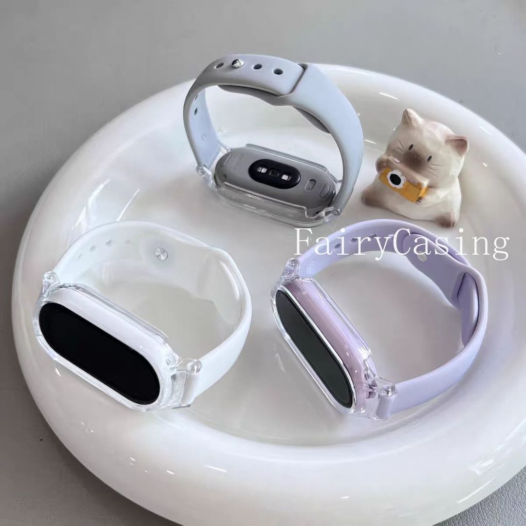 Ốp Lưng Trong Suốt + Dây Đeo Cho Xiaomi Mi Band 10 9 8 7 6 5 4 3 NFC Phụ Kiện Silicon Correa Vòng Tay Bao Phụ Kiện