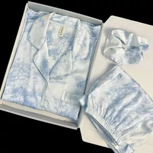 Ice Silk Bộ Đồ Ngủ Cao Cấp Nữ Mùa Hè Ngắn Tay Quần Short ins Phong Cách Mỏng Nữ Homewear Lụa Phù Hợp Với