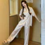 Bộ Đồ Ngủ Bằng Lụa Băng Nữ Phong Cách Dễ Thương Gấu Hoạt Hình Cao Cấp Quần Ngắn Tay Loungewear