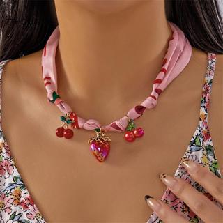 ZTHOME Khăn Mặt Dây Chuyền Satin Boho Vintage với Họa Tiết Trái Tim và Nơ Anh Đào