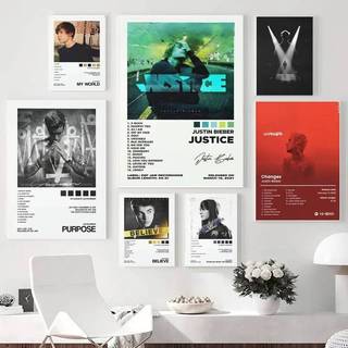 Justin Bieber Justice Album Cover Tracklist Canvas Poster Âm Nhạc Ngôi Sao Quà Tặng Phòng Trang Trí Tường Nhà