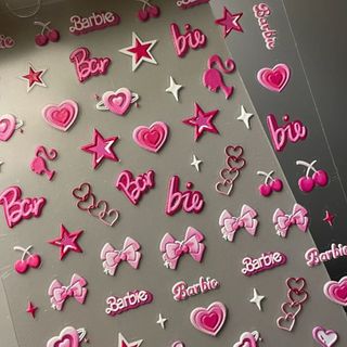 Dập Nổi Làm Móng Tay Miếng Dán Ba Chiều Cô Gái Dễ Thương Màu Hồng Barbie Móng Tay Mặt Cười Tình Yêu Dính Chống Thấm Nước Trang Trí ZYMJ