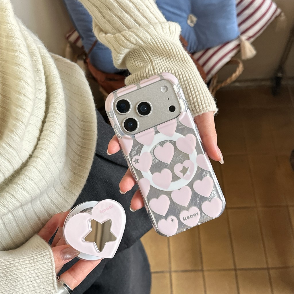 【Giao hàng nhanh】Vật liệu vỏ cứng, họa tiết trái tim đơn giản, phù hợp với iPhone17ProMax 16 15 14 13 ốp lưng iphone
