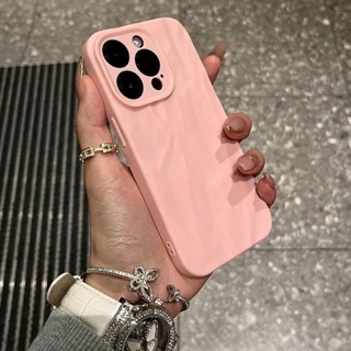 3D sóng nước, iPhone 11/12/13/XR/14/15/16/17/7/XR/XS Pro Max Plus, màu đơn, vỏ điện thoại cao cấp, chất liệu da mềm mại