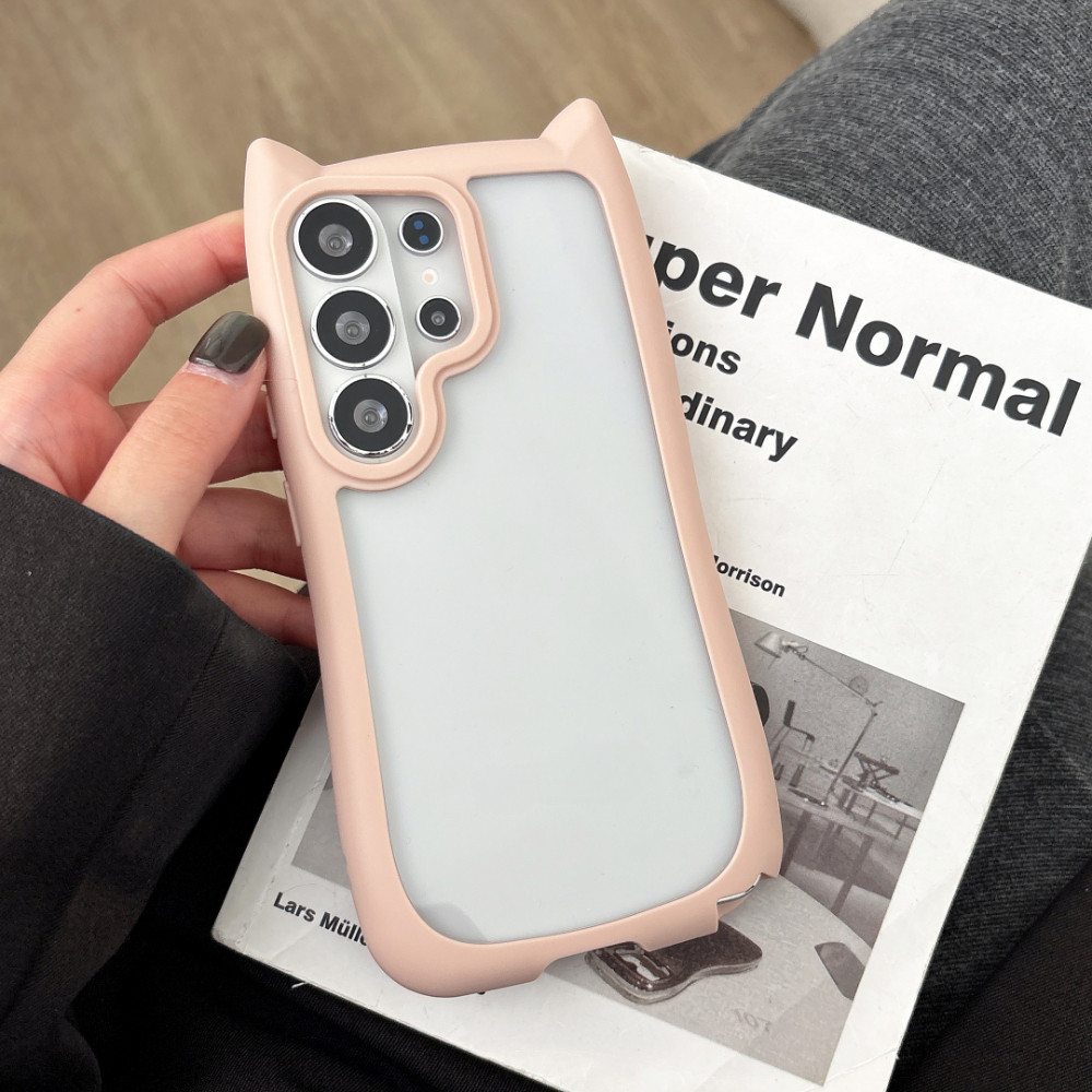 Ốp Điện Thoại Hình Tai Mèo Cho Samsung Galaxy S26 S25 S24 S23 Plus Siêu Edge Trong Suốt PC Nhiều Màu Sắc TPU Viền Chống Rơi Vỏ Thời Trang