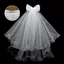 IAPPORTUNIA Khăn che mặt cô dâu, Veil cưới viền ren trắng, Nơ thời trang hai lớp vải tuyn nữ phồng cho bữa tiệc cưới