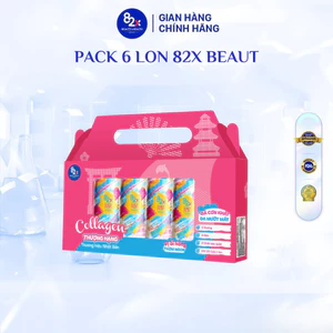 Set Quà Thực phẩm giải khát bổ sung Collagen 82X Beauty vị ổi hồng, bổ sung Vitamin C (245ml/Lon)