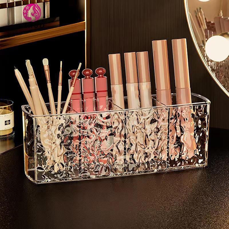Springevenstar 4 Lưới Nước Ripple PS Hộp Bảo Quản Mỹ Phẩm Hộp Đựng Bàn Chải Trang Điểm Người Tổ Chức Lipsti Bút Chì Lông Mày Để Bàn Lưu Trữ Giá Đỡ Springevenstar
