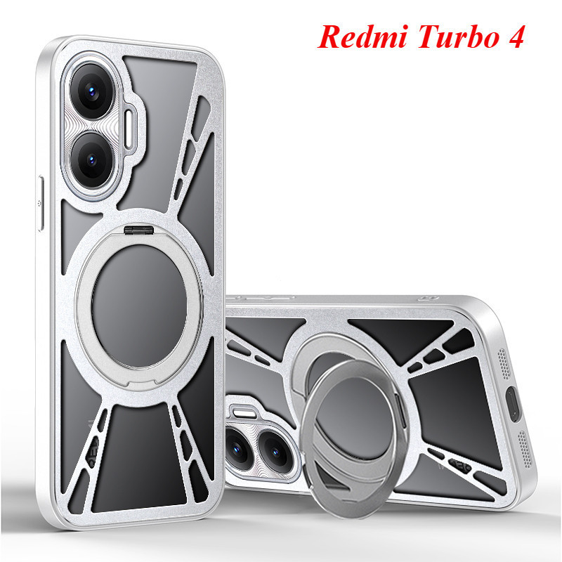 Ốp điện thoại tản nhiệt hợp kim nhôm cho Redmi Turbo 4 Pro Vỏ bảo vệ khung xoay từ tính K80 K70 K60 Pro / Ultra K70E Vỏ chống rơi rỗng cao cấp