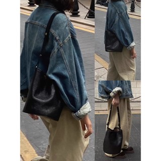 Retro Nghệ Thuật Lớp Đầu Tiên Rau Rám Da Mềm Xô Túi Tote Niche Đi Lại Cao Cấp Dung Tích Lớn Nách Túi Messenger