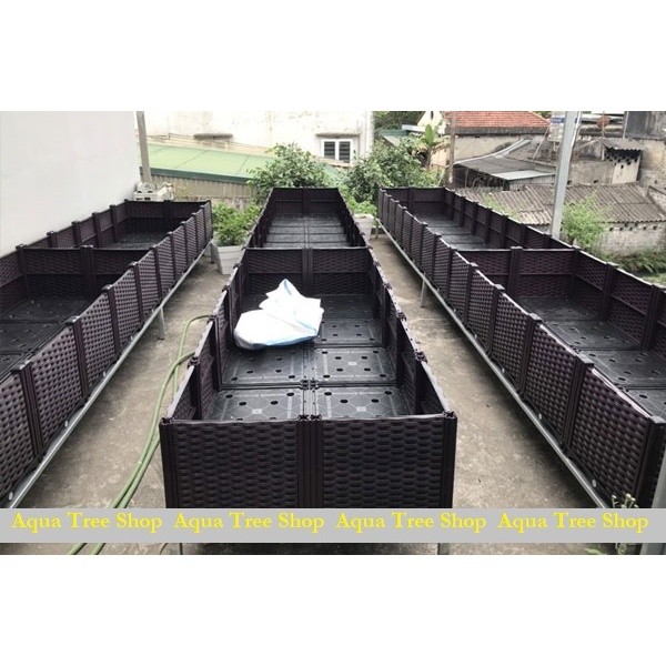 Chậu nhựa lắp ghép thành luống 200x40cm cao 40cm trồng rau, trồng cây sạch, chậu nhựa ghép CG512