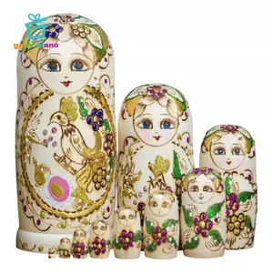 Gamchiano 10 Miếng Búp Bê Nga Xếp Chồng Bộ Búp Bê, Đồ Chơi Giáo Dục Truyền Thống, Gỗ