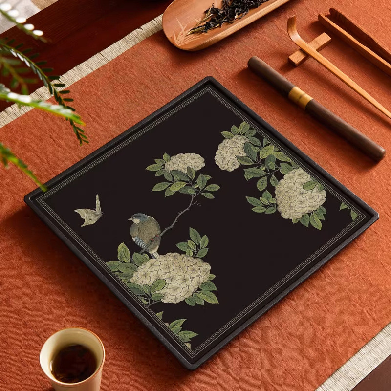 Khay trà bàn trà vuông kiểu Trung Quốc, khay hấp thụ nước, sáng tạo, bộ thoát trà, dùng cho nồi pha