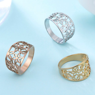 Nhẫn Vintage Hoa bằng Thép Không Gỉ cho Lễ Cưới