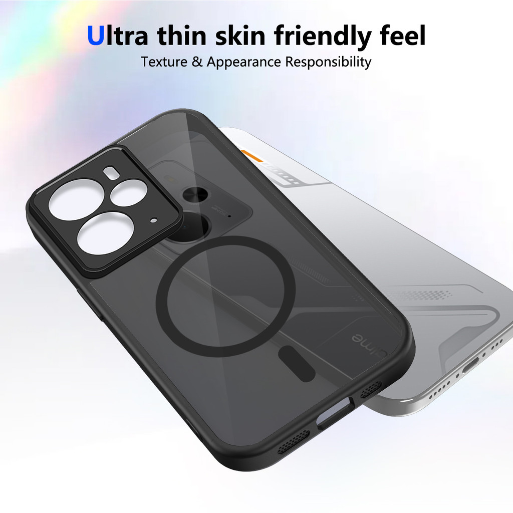 Ốp lưng Realme 14 5G Vỏ thu hút từ tính màu đen mờ cho vỏ điện thoại Realme 14 5G