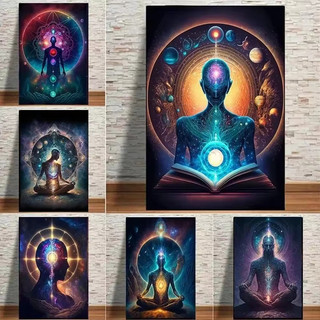 Thiền Phật Thiền Yoga Không Khung Vải Chống Thấm Nước Nghệ Thuật Poster Tinh Thần Hòa Bình Âm Dương Trang Trí Tường