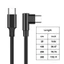 Treeling 60W USB C Sang USB C Cáp Sạc Nhanh 480Mbps Truyền Dữ Liệu Nylon Bện Góc Phải Loại C Cáp Cho Điện Thoại L