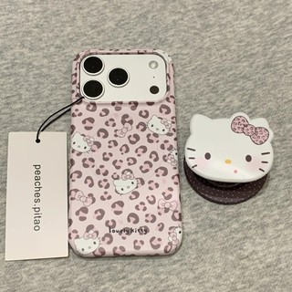 Ốp điện thoại giá đỡ từ tính hình con báo màu hồng dễ thương Thích hợp cho iPhone17 Pro Max 16 15 Pro Max Bảo vệ Camera chống sốc Vỏ cứng chống rơi