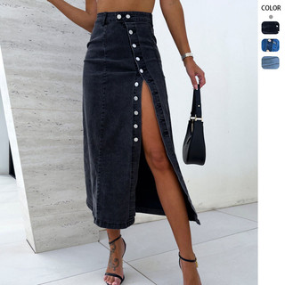 Váy denim XXL phong cách mới, cạp cao ôm hông
