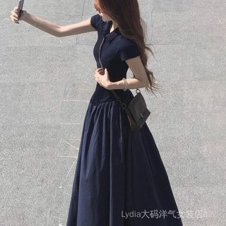 <![Giảm giá 10%!] Váy phong cách phương Tây plus size, cổ polo, dáng rộng, thoải mái hàng ngày