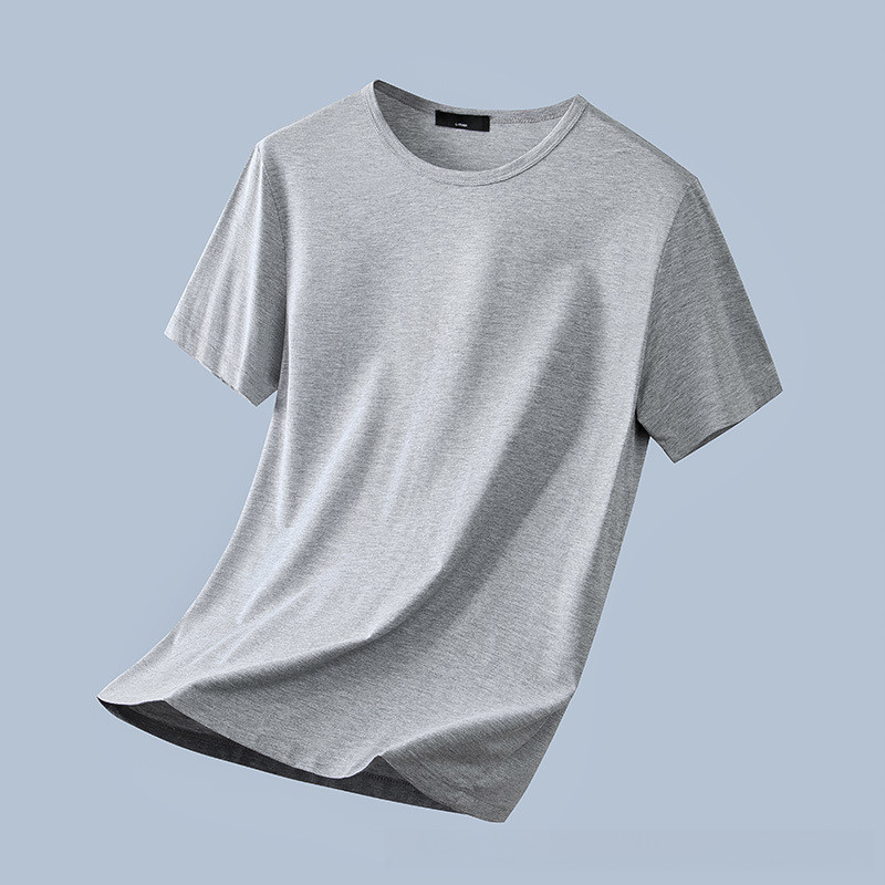Áo nam ngắn tay cotton Modal, cổ tròn màu đơn giản, phù hợp mùa hè