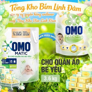 Combo 2 Túi Nước Giặt OMO Matic Cho Quần Áo Bé - 2 Túi 3.6Kg