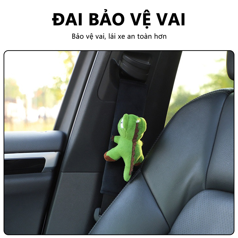 Sang Trọng Khủng Long Nhỏ Dây An Toàn Ô Tô Vai Chống bóp Mềm Nội Thất Ô Tô Trang Trí Vai Bảo Vệ Bộ