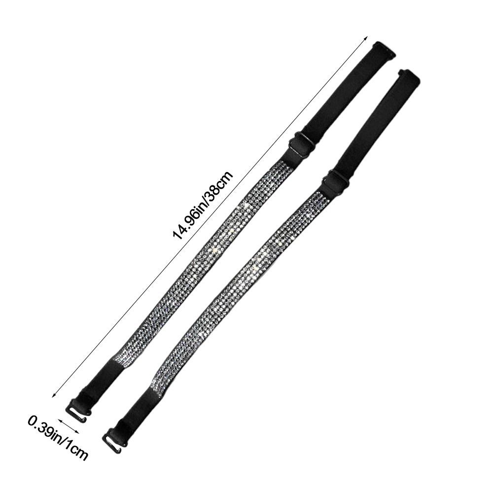 AWNGD 1 Cặp Dây Đeo Áo Ngực Thay Thế, Dây Đeo Ngang Vải Co Giãn Cao Dây Áo Ngực Cổ Dây Đeo Vô Hình Lấp Lánh Kim Cương Giả Dây Đeo Vai Đôi Thắt Lưng Áo Ngực Kim Cương Giả