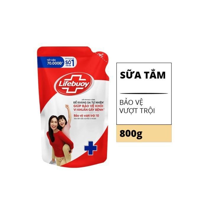 Sữa Tắm Bảo Vệ Vượt Trội Lifebuoy Dạng Túi 800G