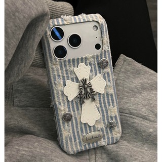 Ốp điện thoại chéo Denim sọc xanh và trắng tiên tiến cho iPhone 17 16 15 14 13 Pro Max Bảo vệ Camera chống sốc Vỏ cứng chống rơi