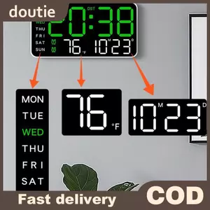 Doutie Tường Kỹ Thuật Số Lớn Clo Tuần Ngày Hiển Thị Nhiệt Độ Bàn Điều Khiển Giọng Nói LED Báo Động Clos Độ Sáng Có Thể Điều Chỉnh 12 / 24H Clo VN