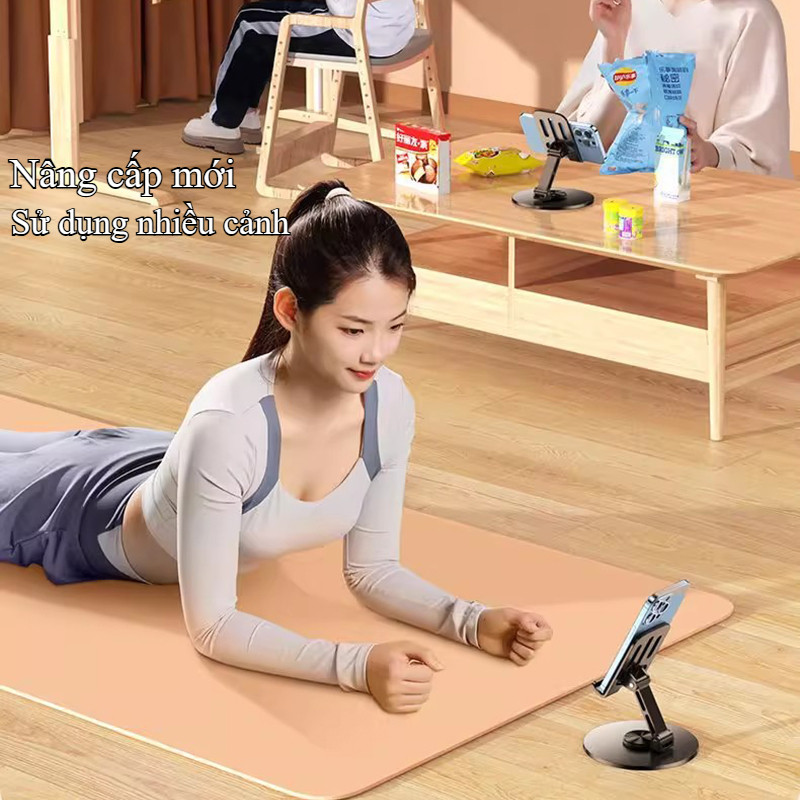 Giá đỡ điện thoại & máy tính bảng kim loại cao cấp, gập gọn, xoay 360° | Chân đỡ bàn bền vững, dùng livestream tiện lợi