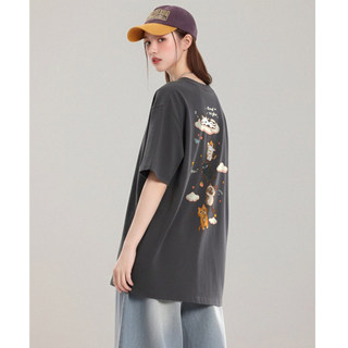 HIIXIIVI Mùa Hè Phong Cách Hàn Quốc Nữ Rời Thường Ngày 100% Cotton Áo Thun Nữ Tay Ngắn Unisex Rời Plus Kích Thước Tee Đồ Họa In Hình Áo