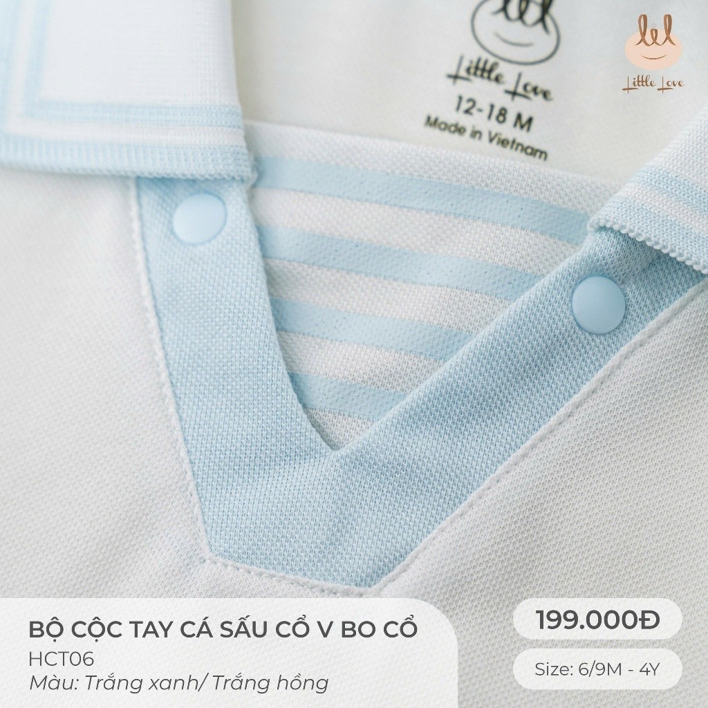 BỘ CỘC TAY VẢI DA CÁ CỔ V BO CỔ [ SIÊU MỀM, MÁT, MỊN CO DÃN VÀ THẤM HÚT TỐT] SZ 6/9M - 4Y (HCT06)