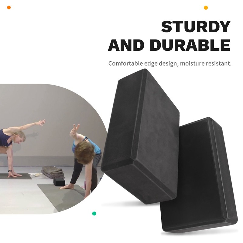Khối Yoga 2 Gói, Gạch tập yoga xốp EVA mật độ cao 23X15X7.6cm, Thân thiện với môi trường &, Đen