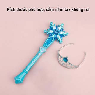 Gậy phép thuật công chúa tuyết – Đèn LED, có nhạc – Bộ gồm gậy, vương miện, bông tai, nhẫn – Quà tặng cho bé gái