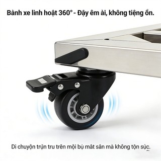 Đế lót chậu cây inox 201 có bánh xe Tải trọng 200kg Dễ dàng vận chuyển vật nặng