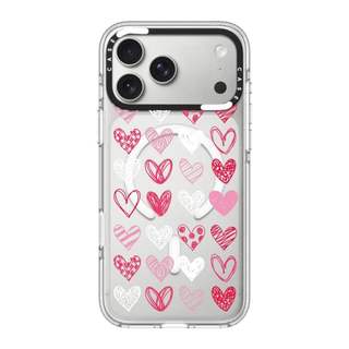 CASECASE X Doodle Heart Phone Case HỒNG CAMERA RING EDITION Tác động Vỏ hút từ tính trong suốt cho IPhone 17 / 16 / 15 / 14 / 13 Pro Max Air với bao bì cao cấp