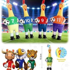 Đồ chơi gà đứng theo chủ đề World Cup Thiết kế hoạt hình đáng yêu Máy tạo tiếng ồn kêu rít Quà tặng hoàn hảo cho người hâm mộ bóng đá Trẻ em và ủng hộ bữa tiệc