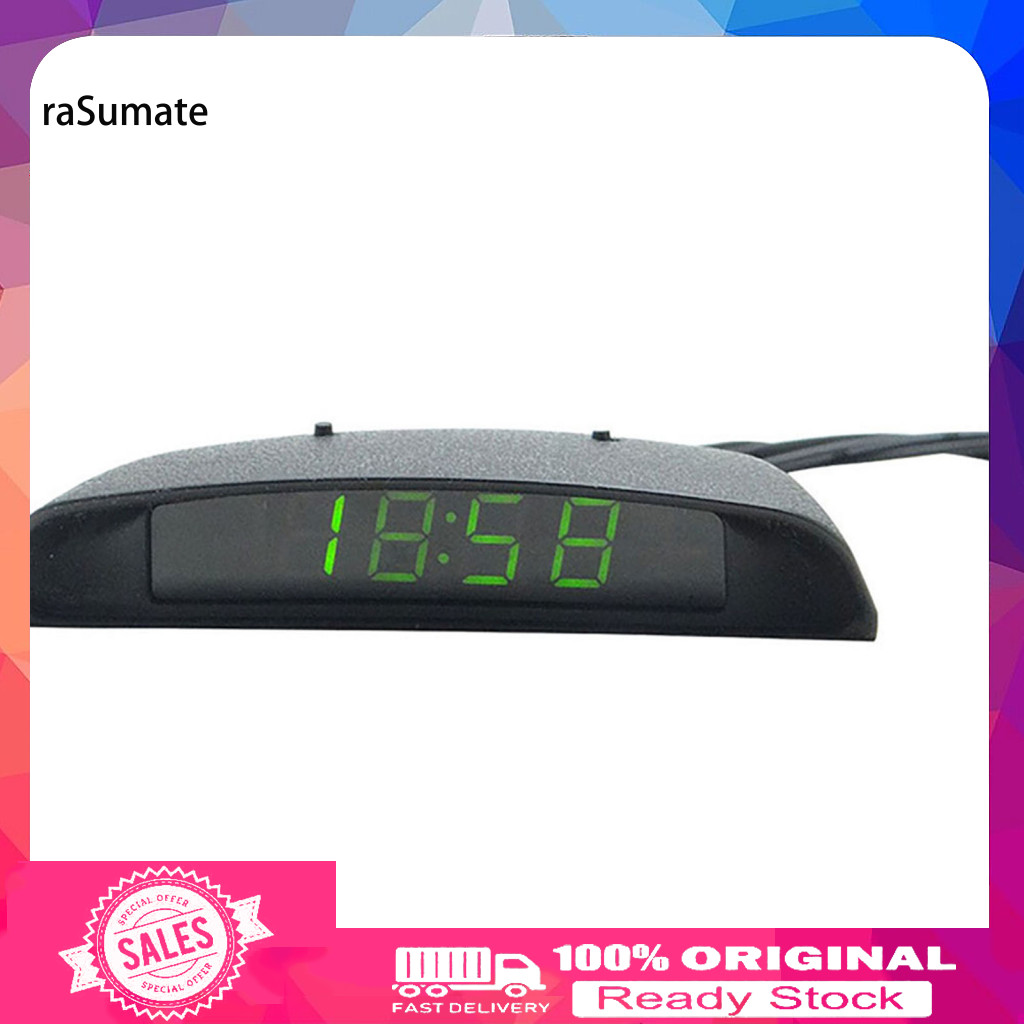 < rasumate > Đồng hồ điện tử Tấm che bóng chức năng 3 trong 1 Đồng hồ điện tử LED ABS cho ô tô