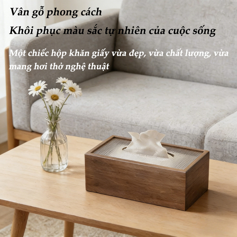 Hộp Đựng Khăn Giấy Gỗ Óc Chó Phong Cách Cổ Điển - Sang Trọng Cao Cấp, Trang Trí Phòng Khách, Nhà Bếp & Phòng Ngủ