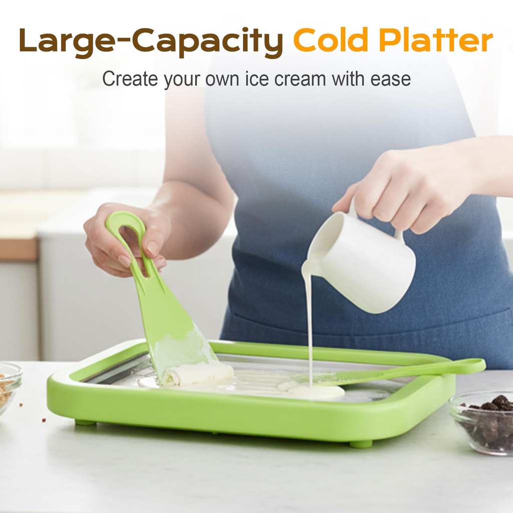Máy Làm Kem Tức Thì Chảo 1 / 2 / 3 Chiếc Đông Lạnh Sữa Chua Cán Tấm Dụng Cụ Nhà Bếp Nhiều Màu