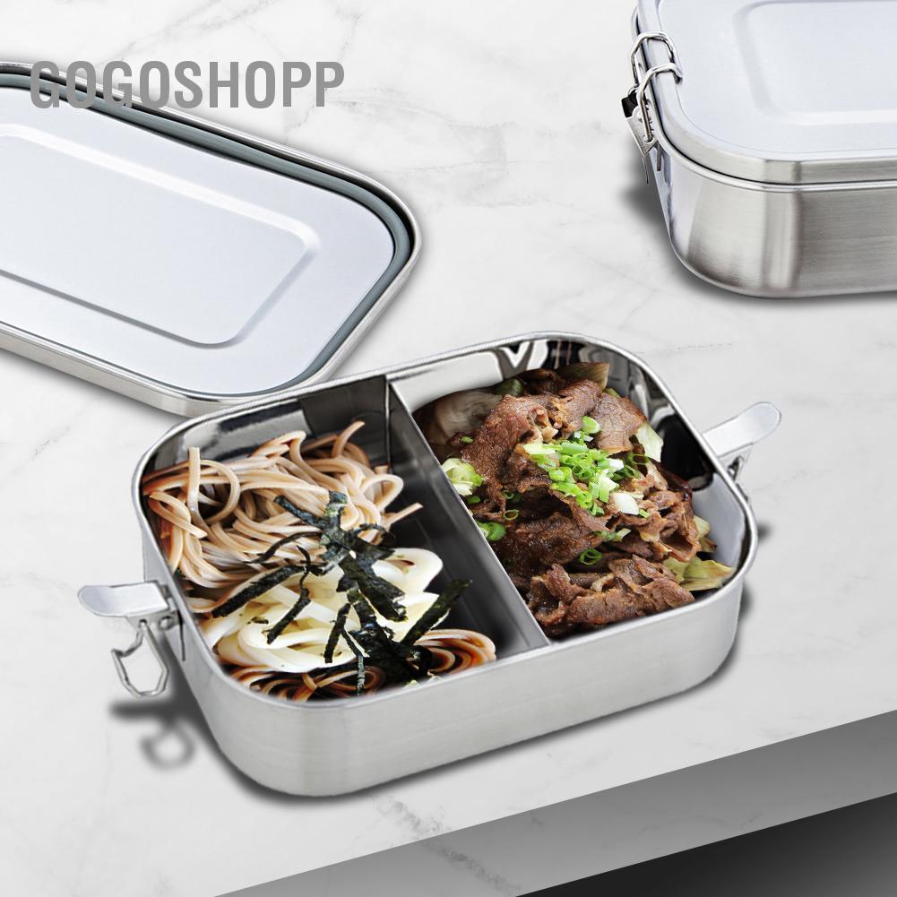 Gogoshopp 304 Hộp Đựng Cơm Trưa Bằng Thép Không Gỉ- Hộp Đựng Kim Loại 2 Ngăn Hộp Bento Cho Trẻ Em Và Người Lớn 800ML Máy Rửa Bát An Toàn
