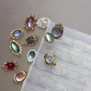 [hatheaven] Khung Hình Retro Đá Quý Baroque Vỏ Khắc 3D Cứu Trợ Mẫu Làm Móng Tay Nghệ Thuật Móng Tay Trong Suốt Khuôn Làm Móng Tay Silicon Đẹp